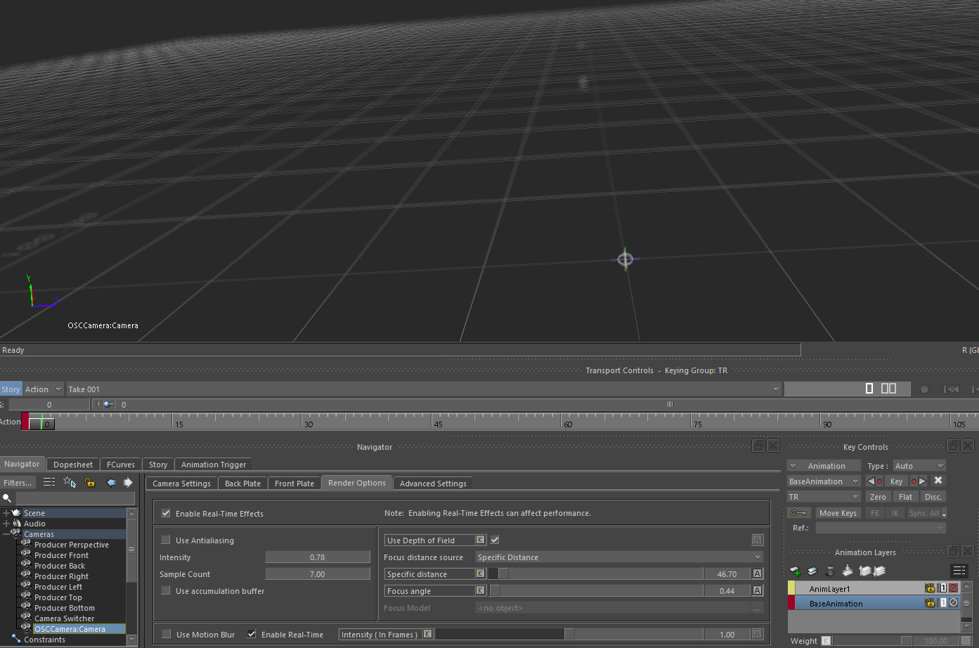 MotionBuilder camera depth of field driven by the OSC Camera Tracker Device